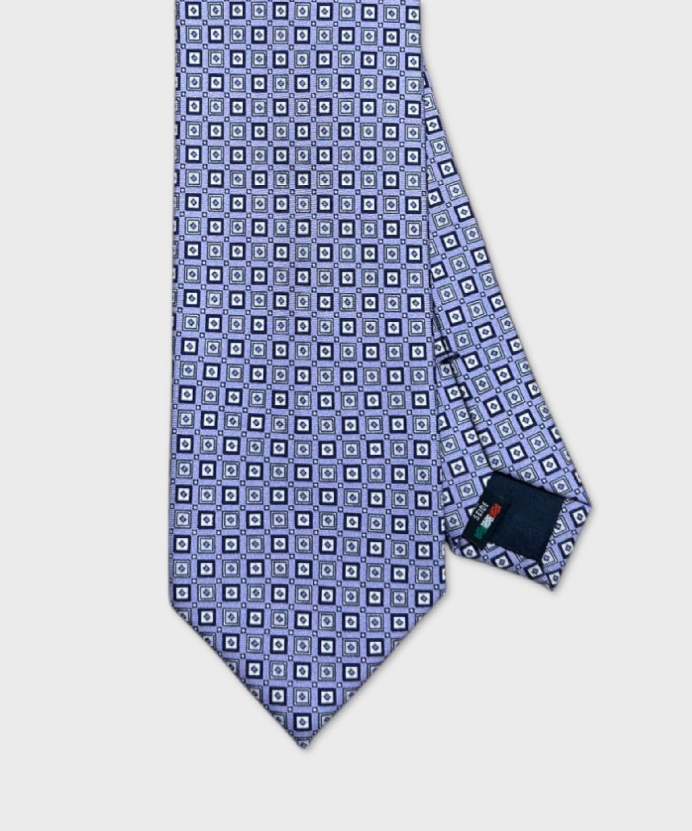 Galise three-fold silk tie, lilac pattern