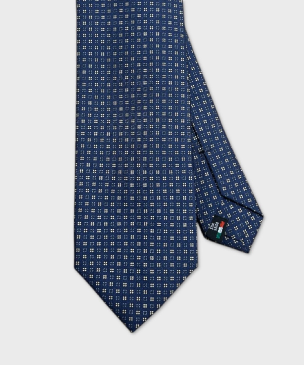 Galise three-fold silk tie, blue pattern