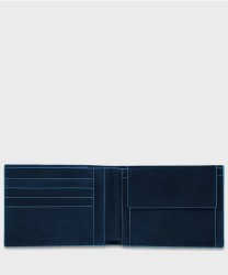 Piquadro Blue Square wallet with coin purse, 4 cc, blue