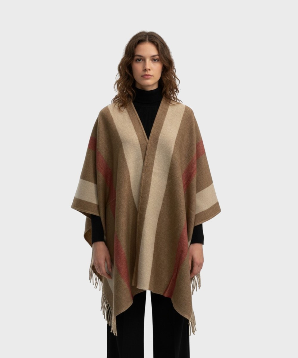 Galise mantella in misto cotone, marrone