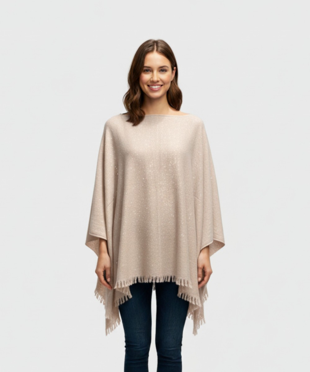 Bluestars poncho in wool and cashmere blend...