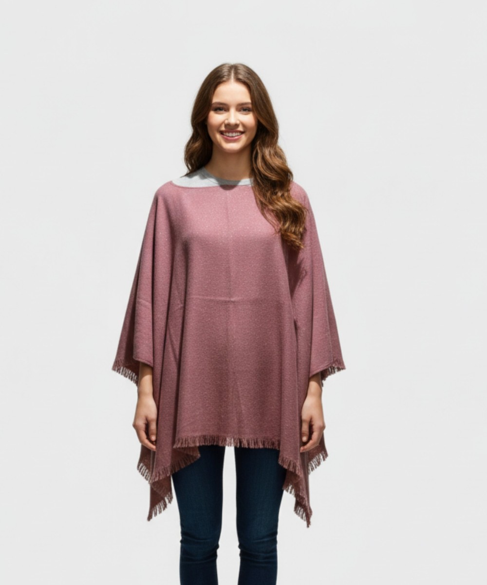 Bluestars poncho in wool and cashmere blend...
