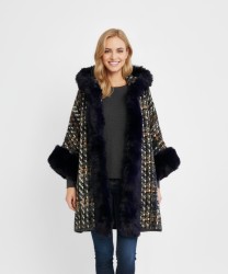 Galise poncho a fantasia intrecciata, grigio