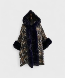 Galise poncho a fantasia intrecciata, grigio