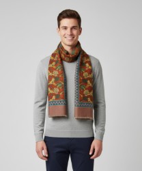 Arcuri wool scarf with exotic print, brown