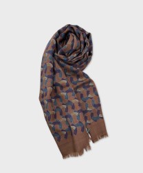 Arcuri geometric patterned wool scarf, brown