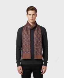 Arcuri sciarpa in lana fantasia geometrica, marrone