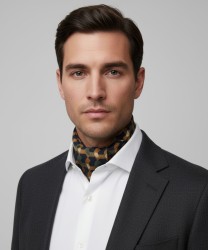 Arcuri geometric patterned silk ascot, black