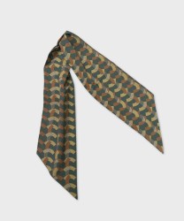 Arcuri ascot in seta fantasia geometrica, verde