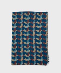 Arcuri geometric patterned wool scarf, teal