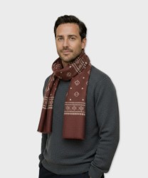 AG Spalding & Bros checked wool scarf, burgundy red