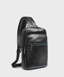 Piquadro Blue Square single-shoulder bag with backpack portability, black