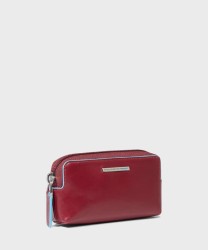 Piquadro Blue Square key case with zip, red