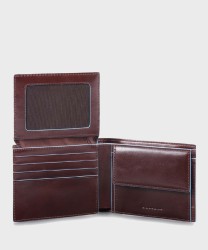 Piquadro Blue Square wallet with coin purse, 8+1 cc, mahogany