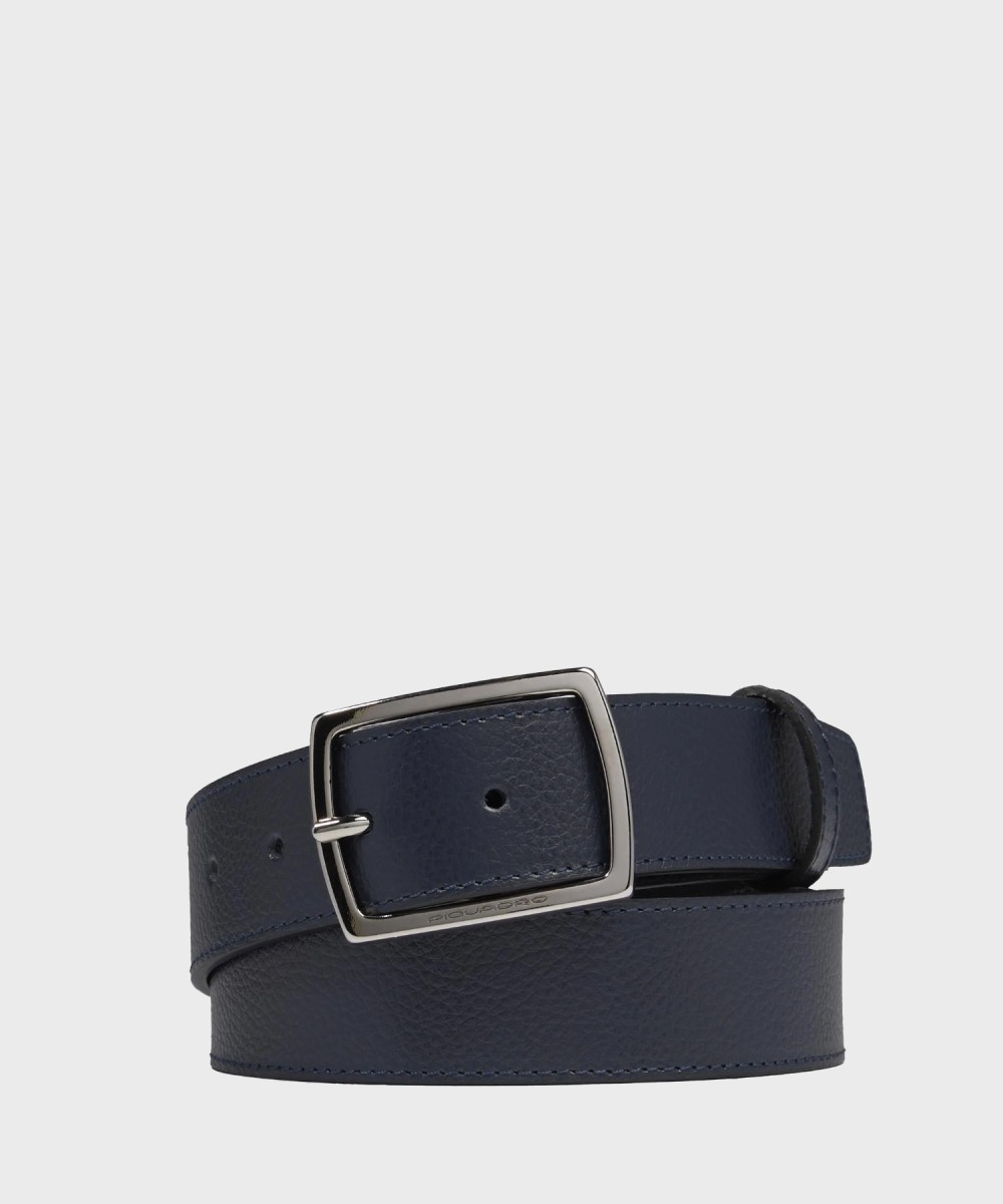 Piquadro Modus belt with shiny buckle, blue