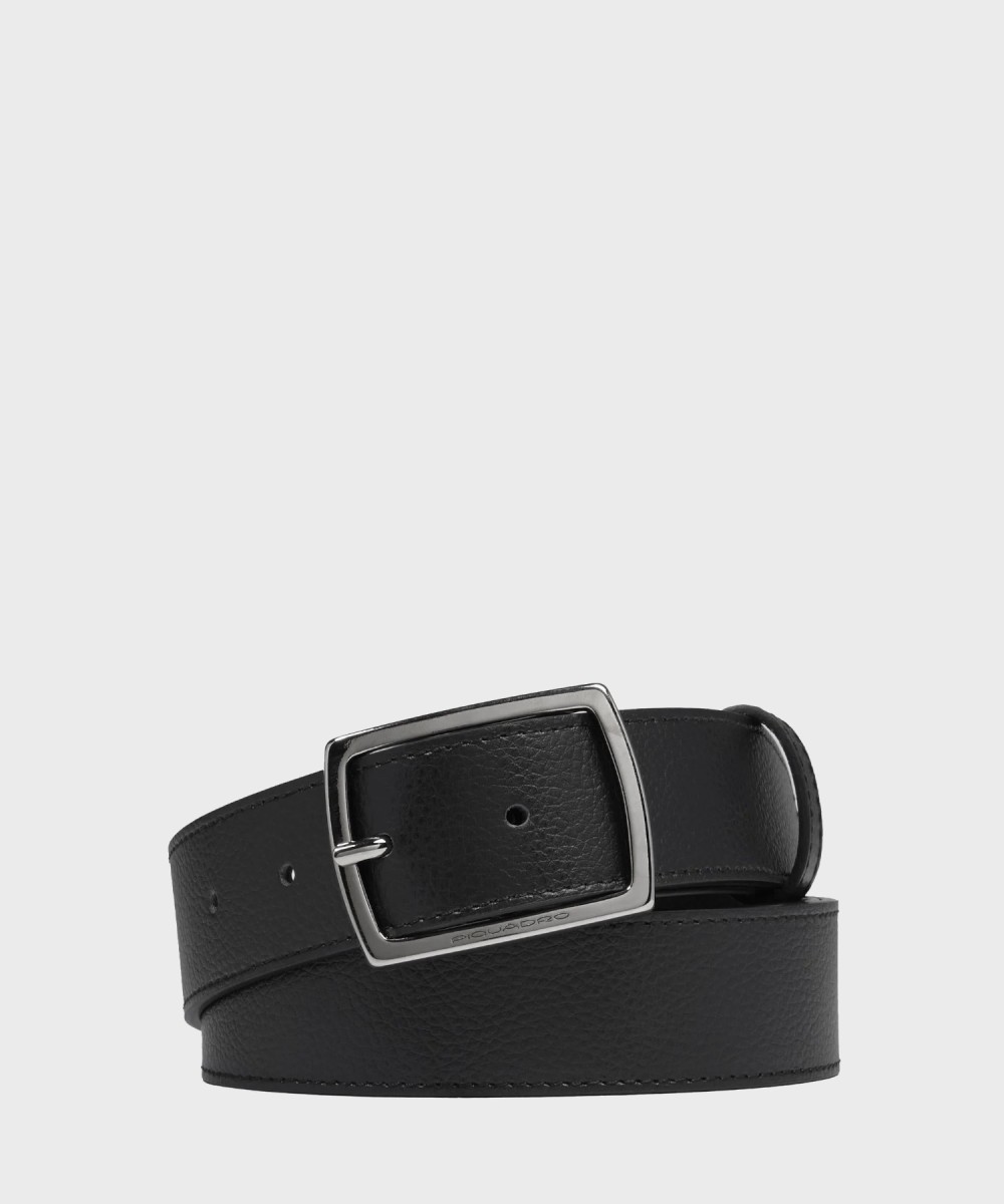 Piquadro Modus belt with shiny buckle, black