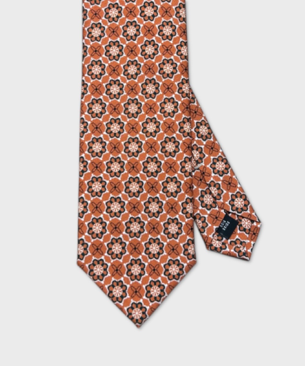 Arcuri three-fold silk tie, orange