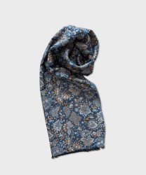 Arcuri brushed silk scarf with paisley pattern, blue