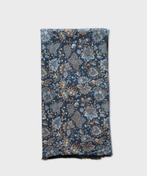 Arcuri brushed silk scarf with paisley pattern, blue