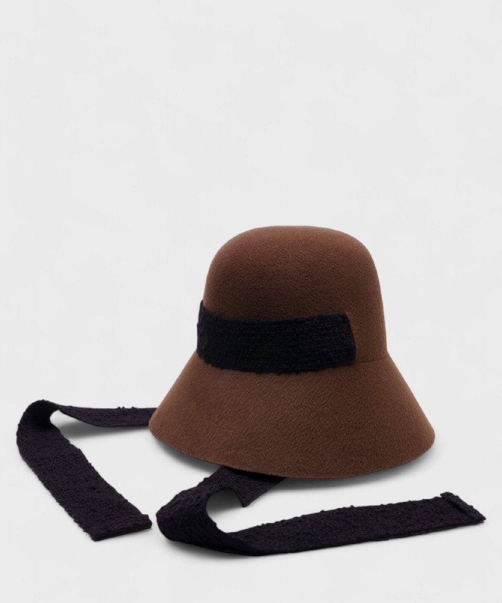 Catarzi Alessandria Wool Cloche Hat with Coffee...