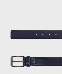Piquadro Blue Square belt with square buckle, ruthenium, blue