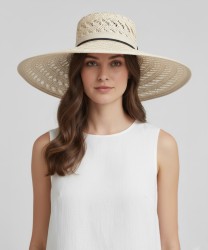Catarzi Amalfi cappello in paglia intrecciata, bianco