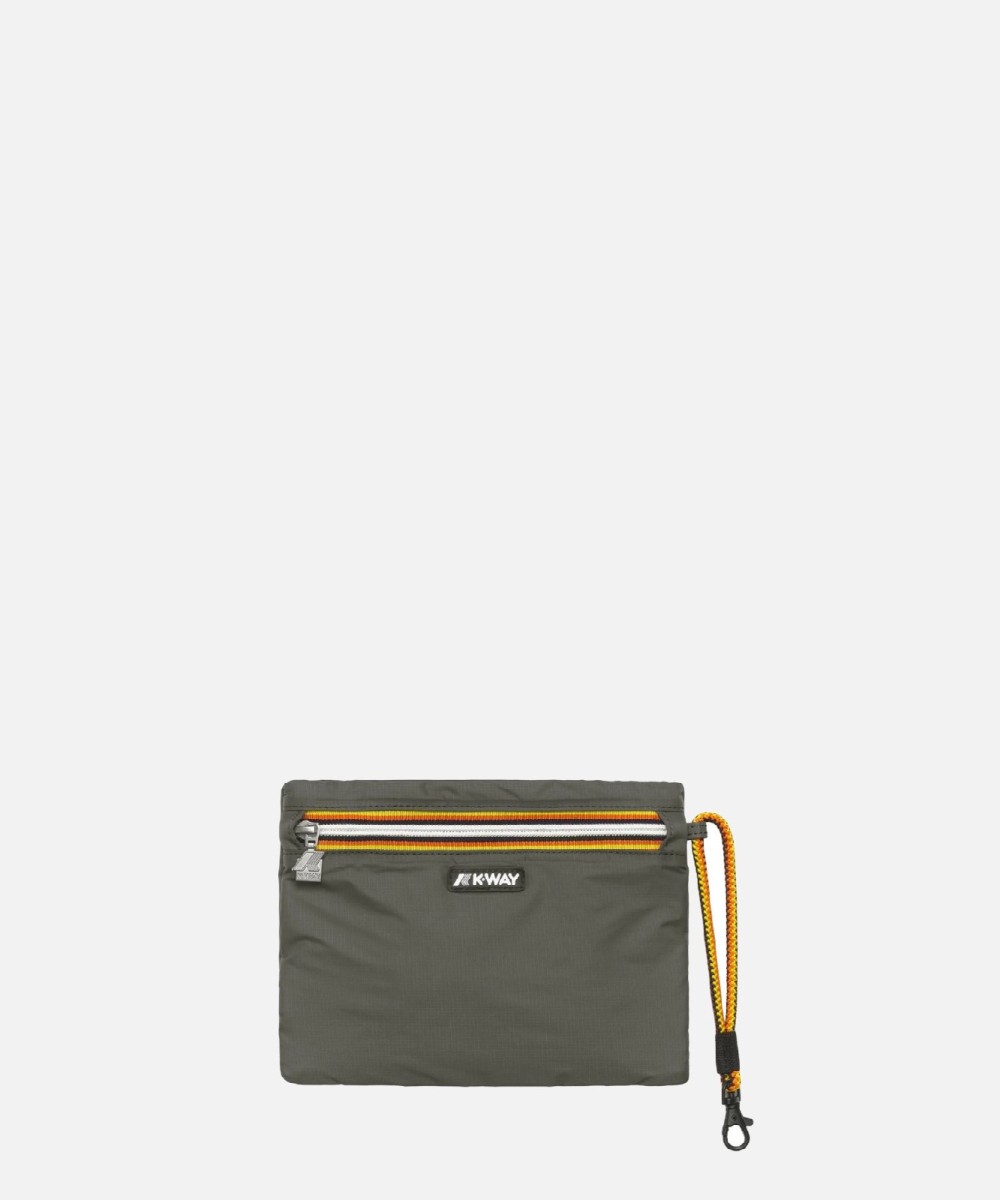 Kway Nimes clutch bag, green blackish