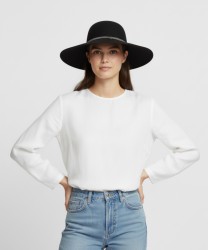 Catarzi Cicogna Pamela hat in merino wool, wide brim, black