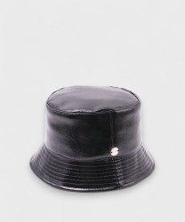 Catarzi Panda Bucket Hat in Patent Leather, Black