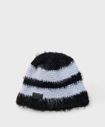 Catarzi Ermellino Wool Cloche Hat, Two-Tone Pearl Black