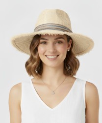 Catarzi Canova cappello in paglia sfrangiata, naturale