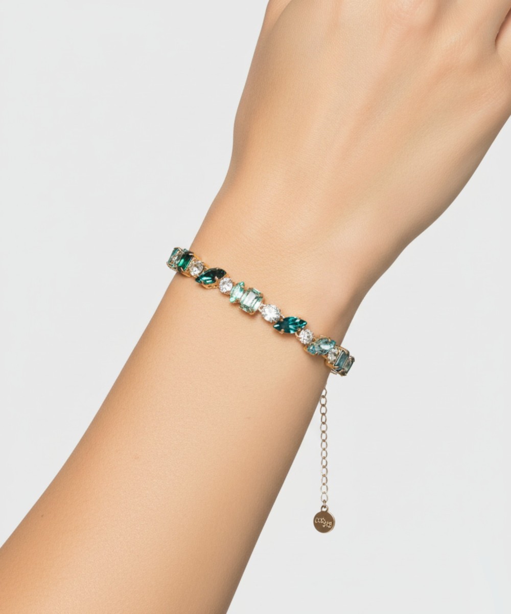 Pavié bracciale oro con pietre forme miste...