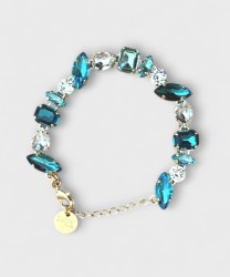 Pavie gold bracelet with mixed shape turquoise stones