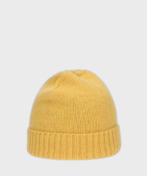 Borsalino City Beanie hat in shaved eco cashmere, yellow