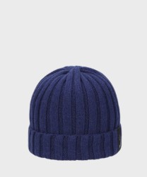 Borsalino Hill Beanie Ribbed Eco Cashmere Hat, Ocean Blue