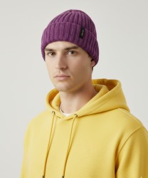 Borsalino Hill Beanie berretto in eco cashmere a coste, viola