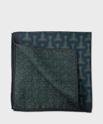 Arcuri pocket square, double face, wool and silk, chain