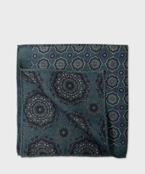 Arcuri pocket square, double face, wool and silk, rosettes