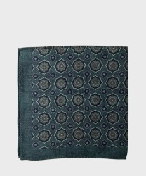 Arcuri pocket square, double face, wool and silk, rosettes