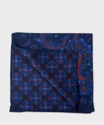 Arcuri pocket square, double-face, wool and silk, patterned