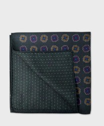 Arcuri pocket square, double-face, wool and silk, flowers