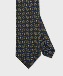 Arcuri three-fold silk tie, blue lozenges