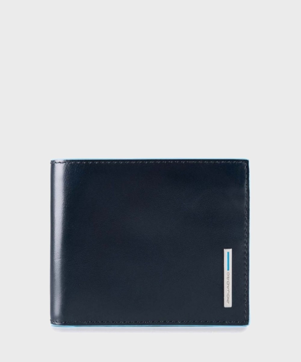 Piquadro Blue Square portafogli 6 cc in pelle blu