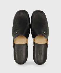 Galise soft calfskin bedroom slippers, black
