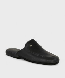 Galise soft calfskin bedroom slippers, black