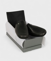 Galise pantofole da camera in pelle di vitello morbida, nero