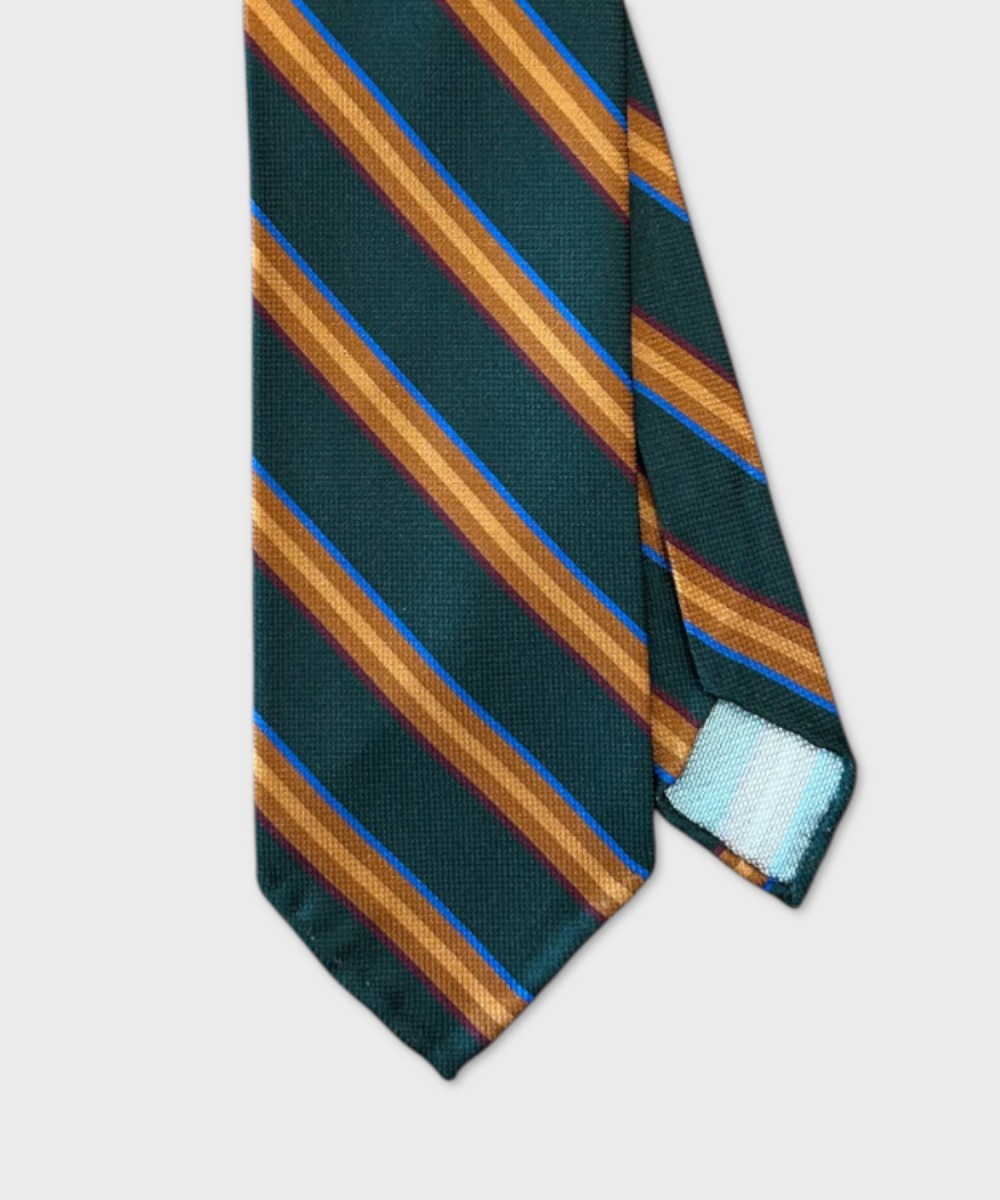 Arcuri seven-fold regimental silk tie, orange...
