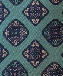 Arcuri seven-fold silk tie with baroque square, dark green