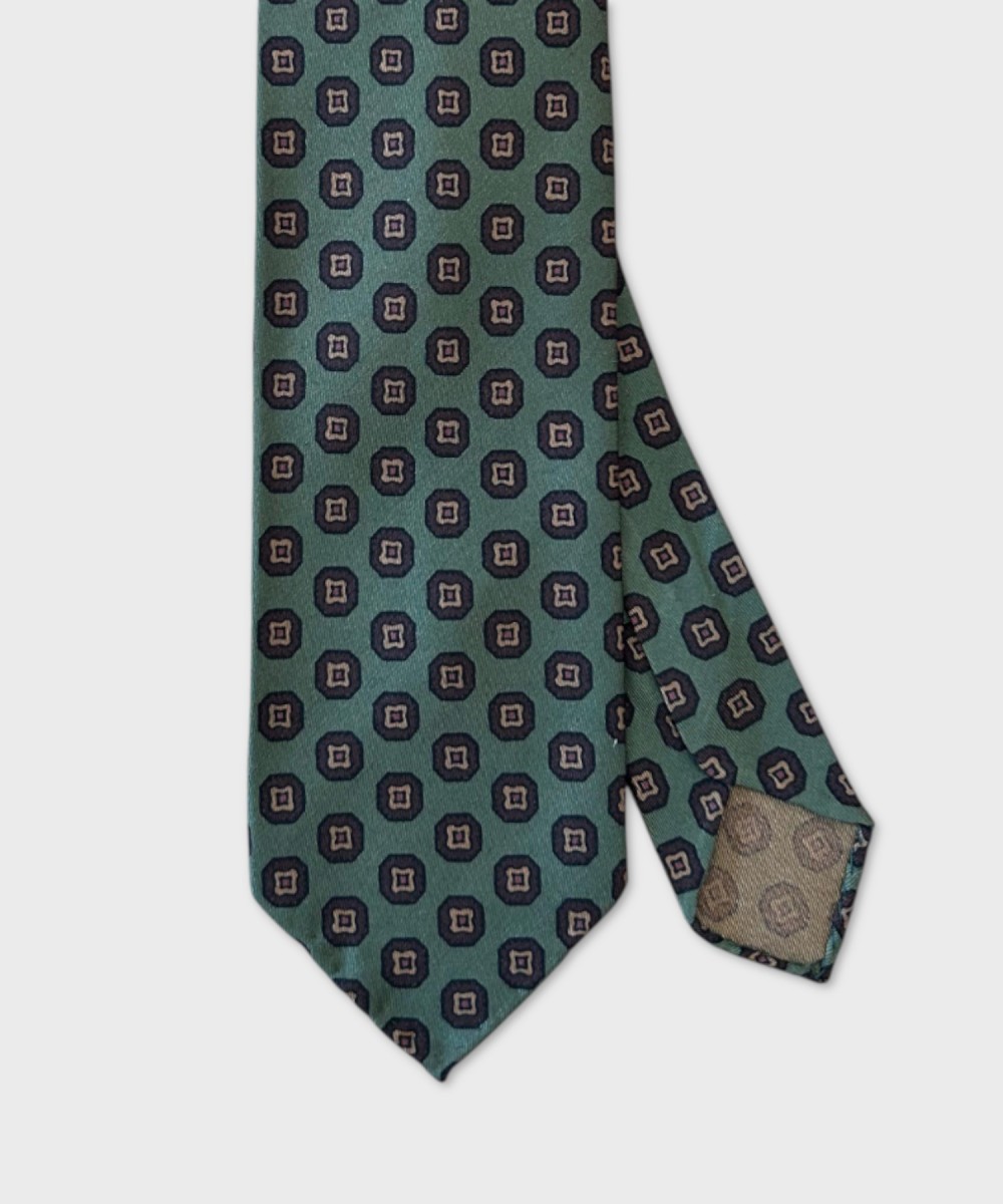 Arcuri seven-fold silk tie, dark green