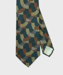 Arcuri seven-fold silk tie with geometric pattern, green
